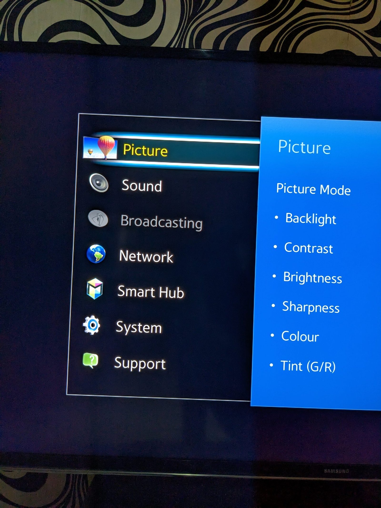 Samsung Menu Screen 