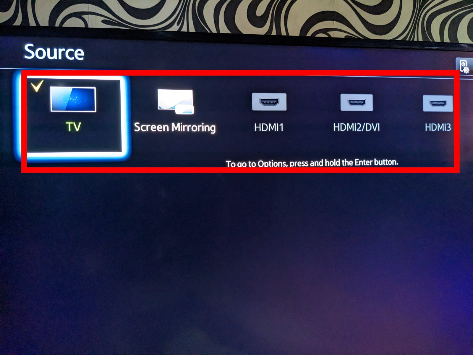 Samsung TV Input Source menu 