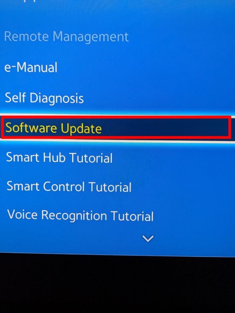 Samsung smart TV Software Update 