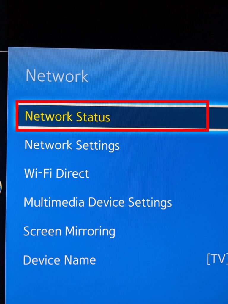 Network Status smart TV 