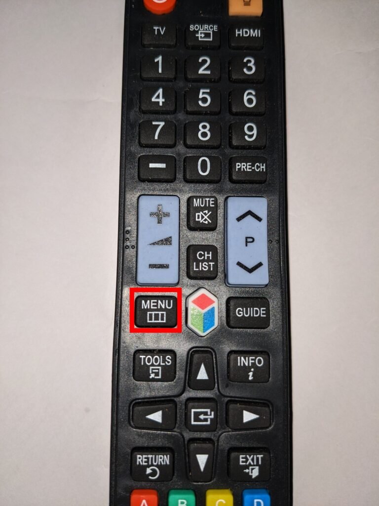 Menu button on Samsung smart TV remote 