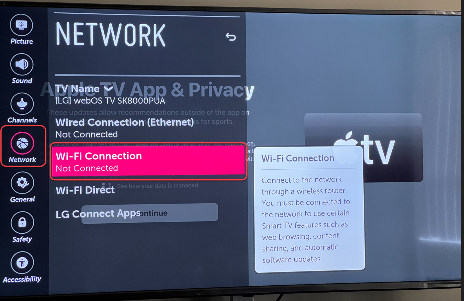 WIFI Connection on LG TV