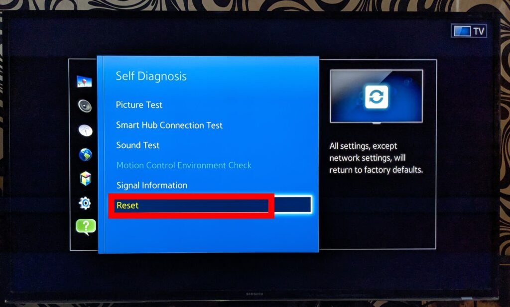 Reset on Samsung smart TV 