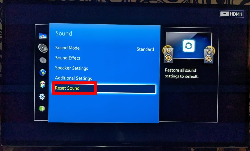Reset sound on Samsung smart TV 